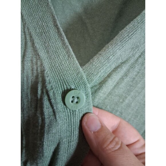 Gap Linen Cardigan Sweater Business Casual Button Up Green Size Large - Picture 3 of 6